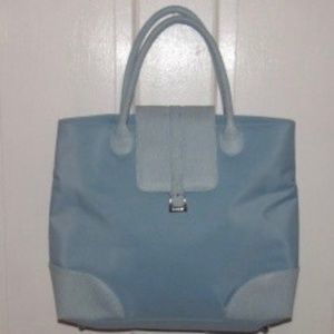 Light Blue Vinyl Tote Bag/Large Purse